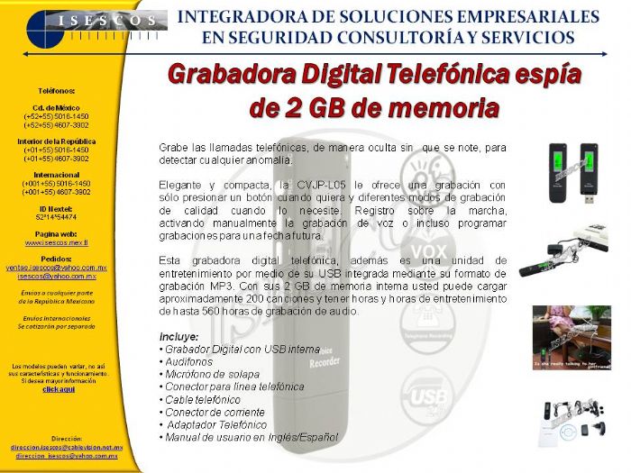 Grabadora Telefónica Espía 2GB